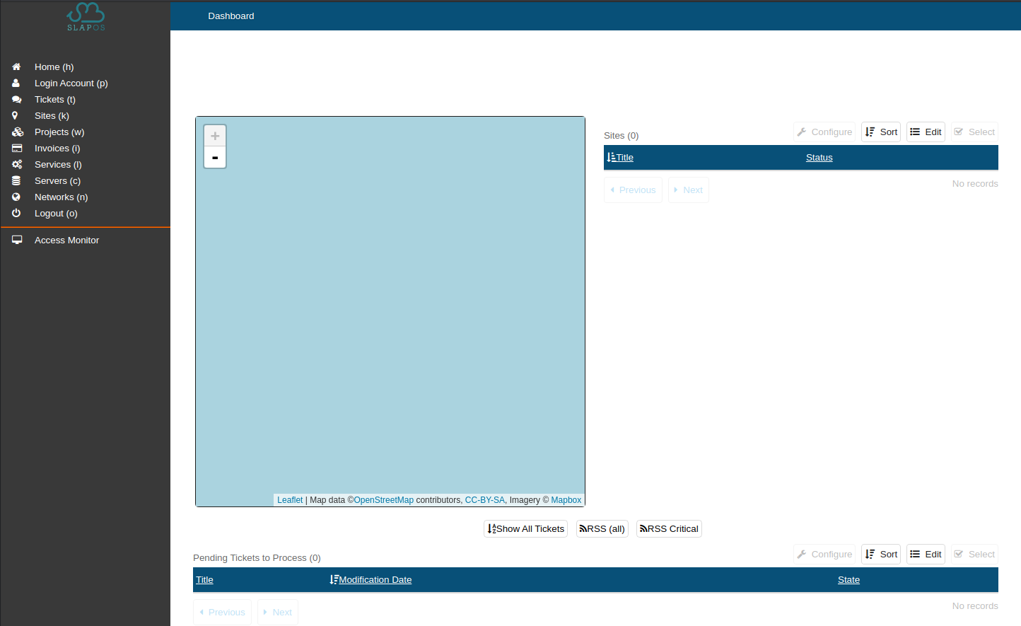 SlapOS Interface - Dashboard