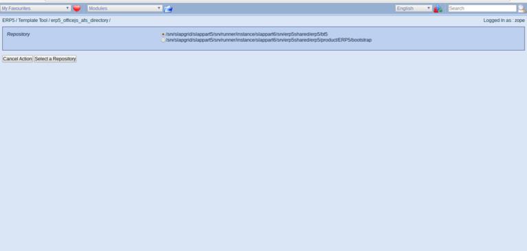 ERP5 Open Source ERP | Screenshot ERP5 Business Template - Selecting Working Copy