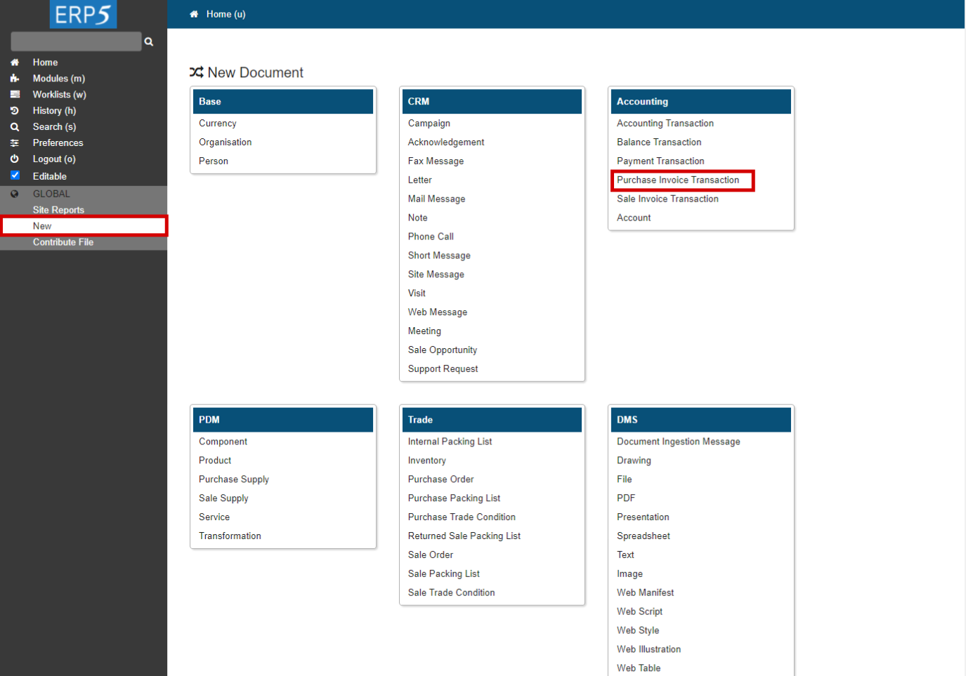 New Purchase Invoice Transaction