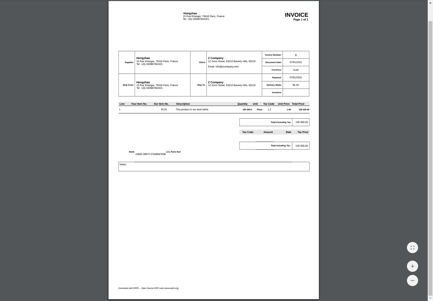 Invoice Sample