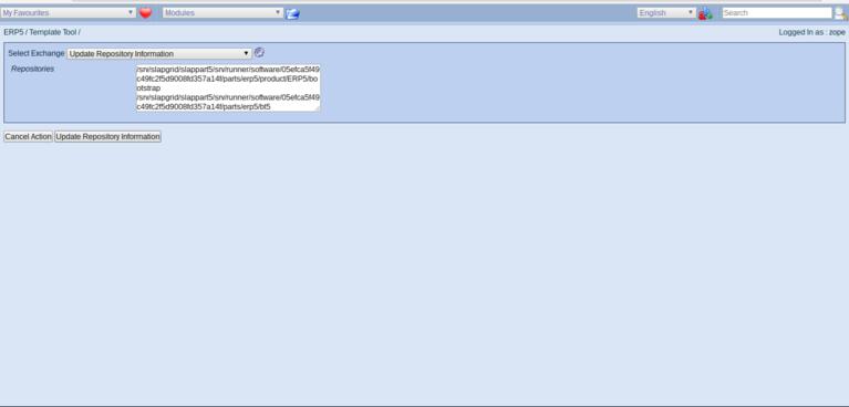 ERP5 Manage Business Templates | Update Repository Information